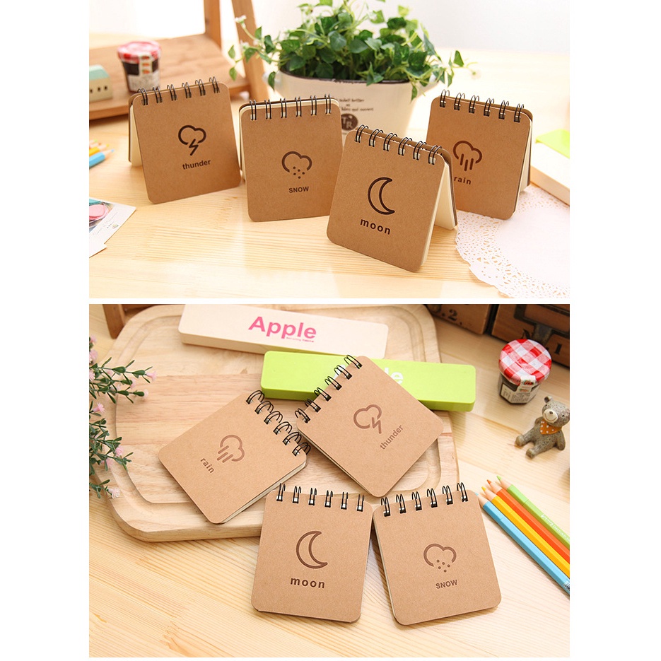 Sổ Tay ghi chú Lò Xo SHIORI Bỏ Túi Mini Hình Thời Tiết Đơn Giản dễ thương