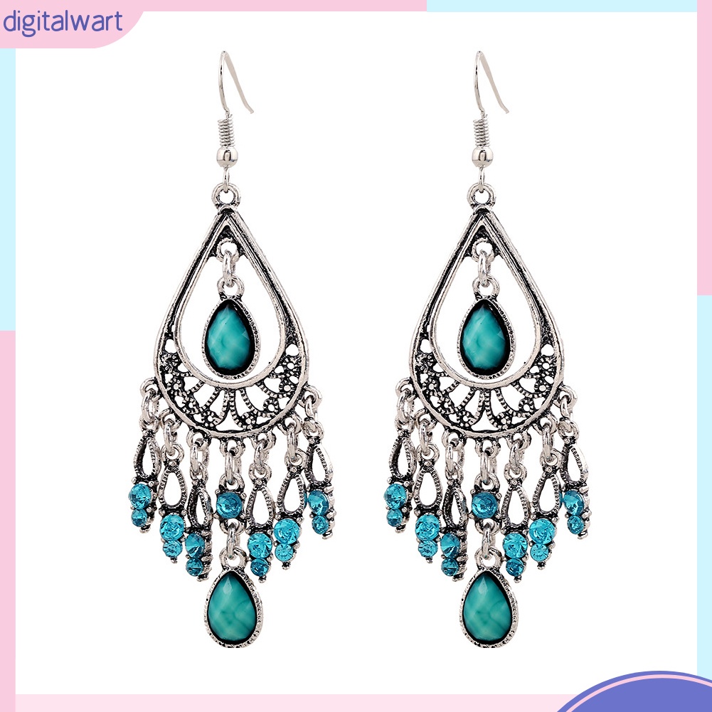 Đôi Bông Tai Dáng Dài Đính Đá Phong Cách Boho Thời Trang Cho Nữ