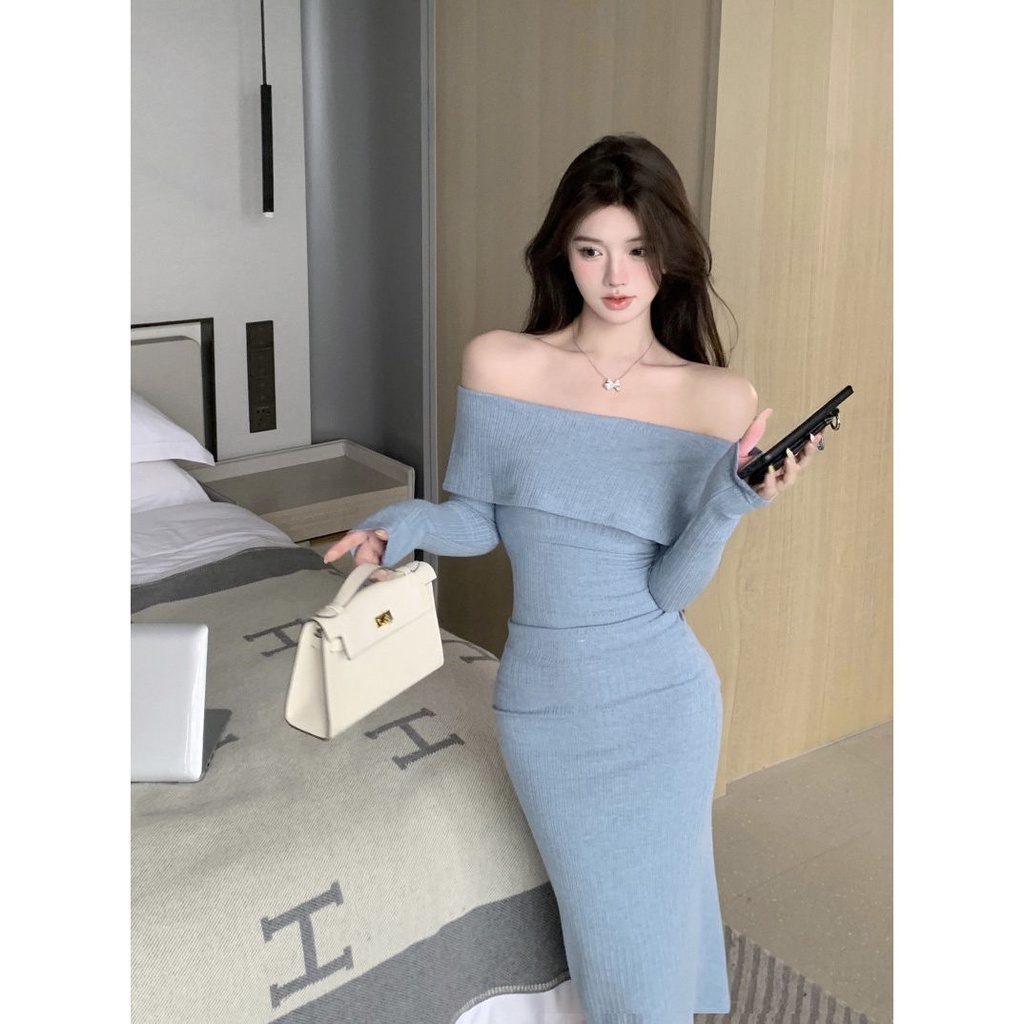 Đầm Midi Một Mảnh Ôm Dáng Hở Một Bên Vai Gợi Cảm Cho Nữ