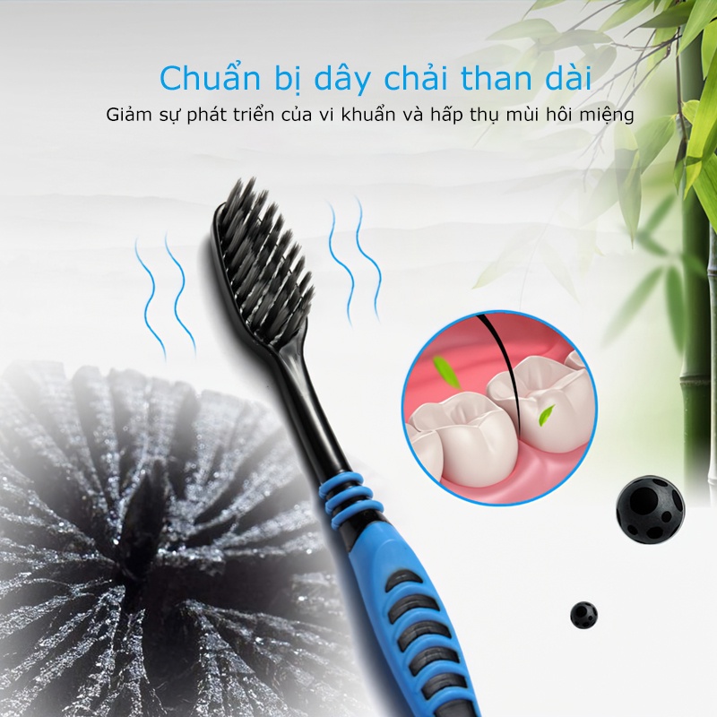 Combo 10 Bàn Chải Đánh Răng Than Tre Siêu Mềm Chăm Sóc Sức Khỏe ARSE FANS