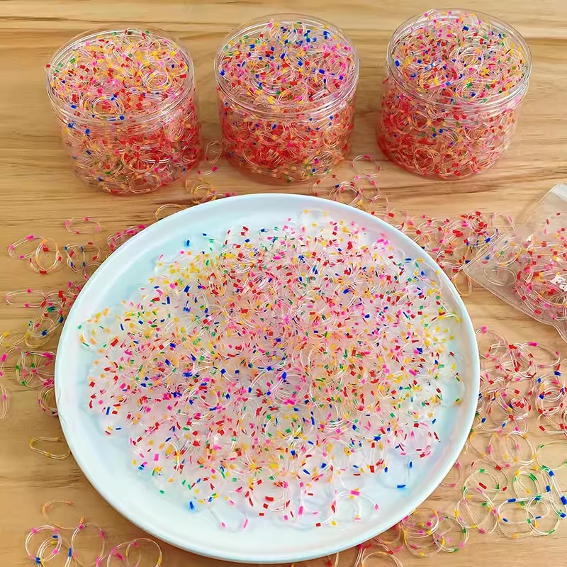 Hộp 500 / 1000 / 2500 Dây Thun Buộc Tóc Nhiều Màu Dễ Thương Cho Bé Gái