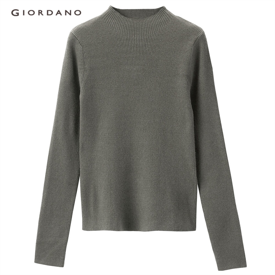 Áo len nữ GIORDANO 13353811 cổ giả màu trơn thời trang