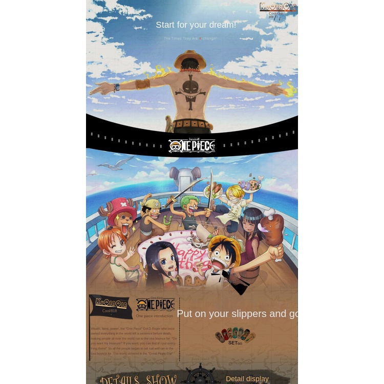 Dép Xỏ Ngón Đi Biển Thời Trang Mùa Hè Phong Cách Bán Sỉ Anime One Piece Đơn Giản