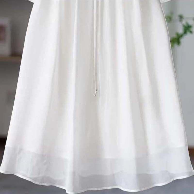 Đầm Voan Trắng Dáng Rộng Thêu Họa Tiết Thời Trang Mùa Hè 2023 Chất Lượng Cao