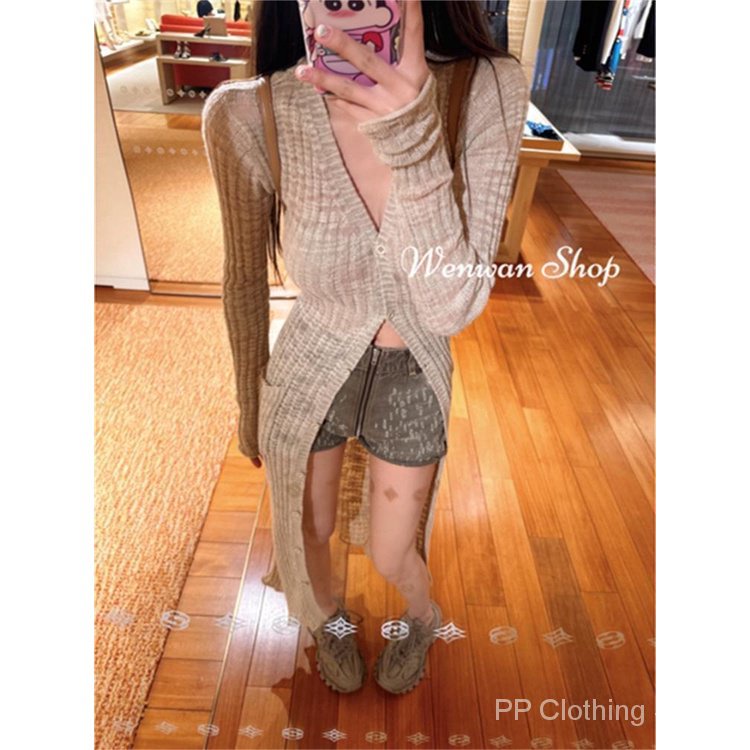 Áo Khoác Cardigan Chống Nắng Dáng Dài Cổ Chữ V Thời Trang Mùa Hè Cho Nữ