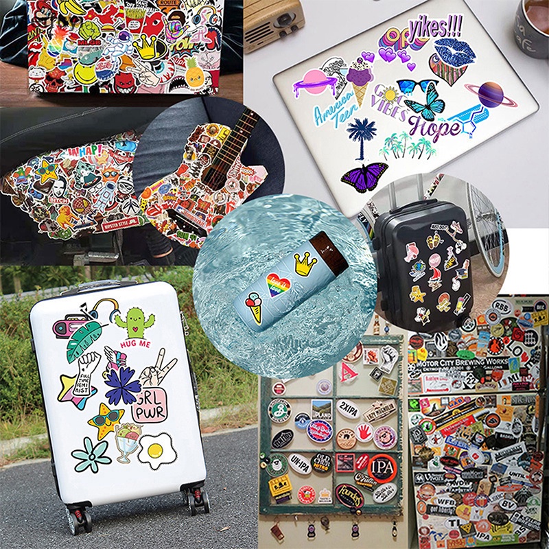 Set 55 Miếng Dán Hình Chữ Tiếng Anh Màu Hồng graffiti Trang Trí Vali Đàn guitar laptop Điện Thoại Nhật Ký diy