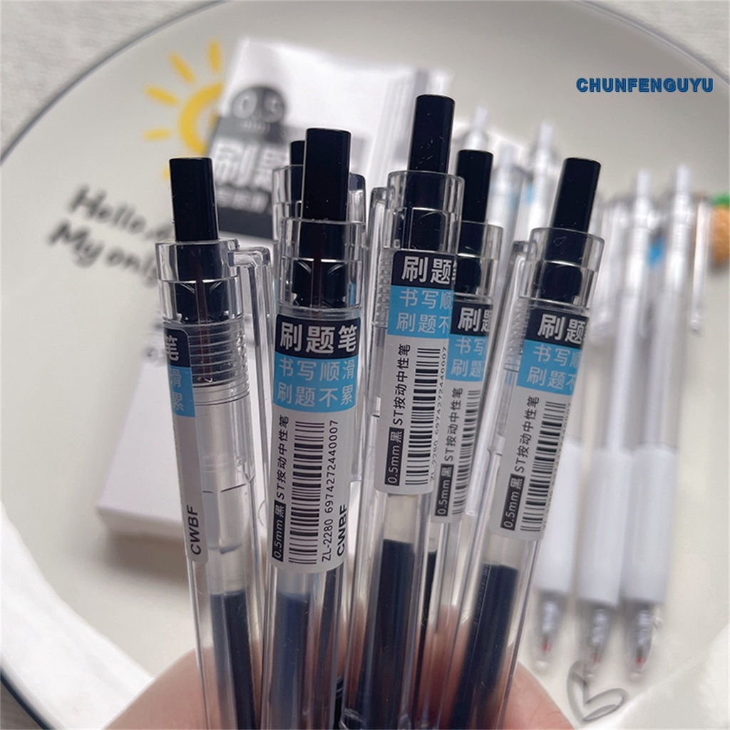 Set 6 Bút Mực Gel Màu Đen Ngòi 0.5mm Nhanh Khô Tiện Dụng Cho Văn Phòng / Trường Học
