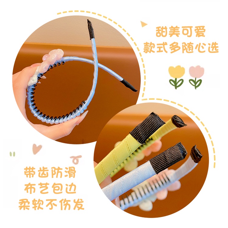 Băng Đô Cài Tóc Chống Trượt Có Răng Dễ phối mùa hè  In Hoa Dễ Thương Cho Bé Gái Mẫu mới