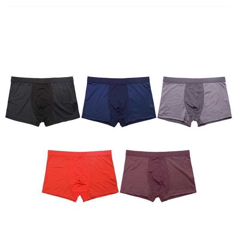 Quần Lót Boxer Vải Lụa Phối Lưới Thoáng Khí Thời Trang Cao Cấp Cho Nam