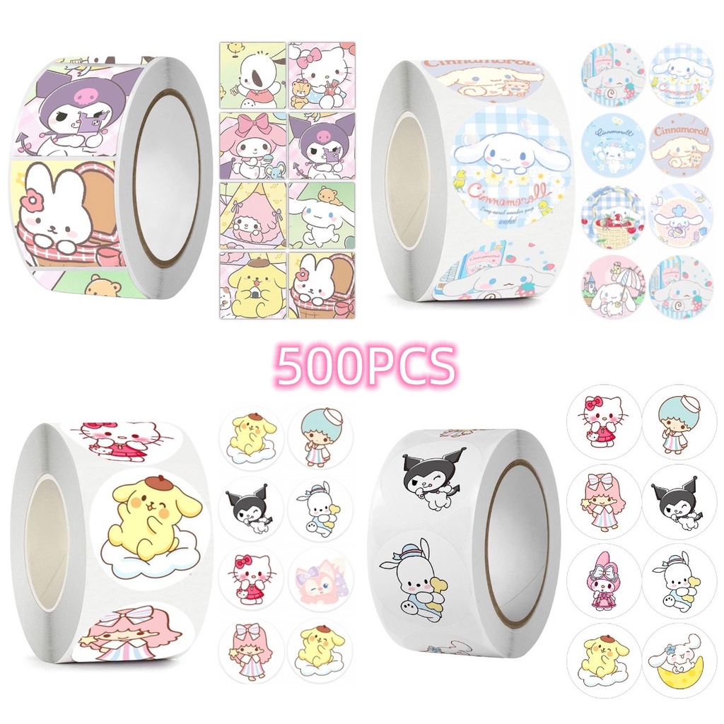 ⚡CÒN HÀNG⚡ 500 Miếng Dán Sanrio Sticker Hello Kitty Kuromi Cinnamoroll Đồ Trang Trí Giấy Sticker Dễ Thương Sealing Tape Sticker Hình ảnh Trang Trí Tự Làm