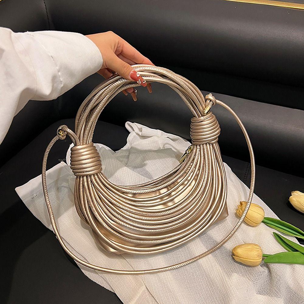 Osier1 Túi Xách Da pu Đeo Vai Dệt Thắt Nút Có Khóa Kéo Thời Trang Cho Nữ