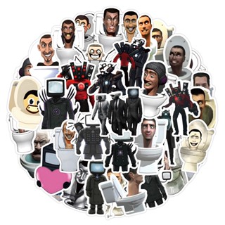 Bộ 54 Miếng Dán Chống Nước Hình Skibidi Toile Speakerman Bosses Graffiti Cho Nón Bảo Hiểm Xe Đạp