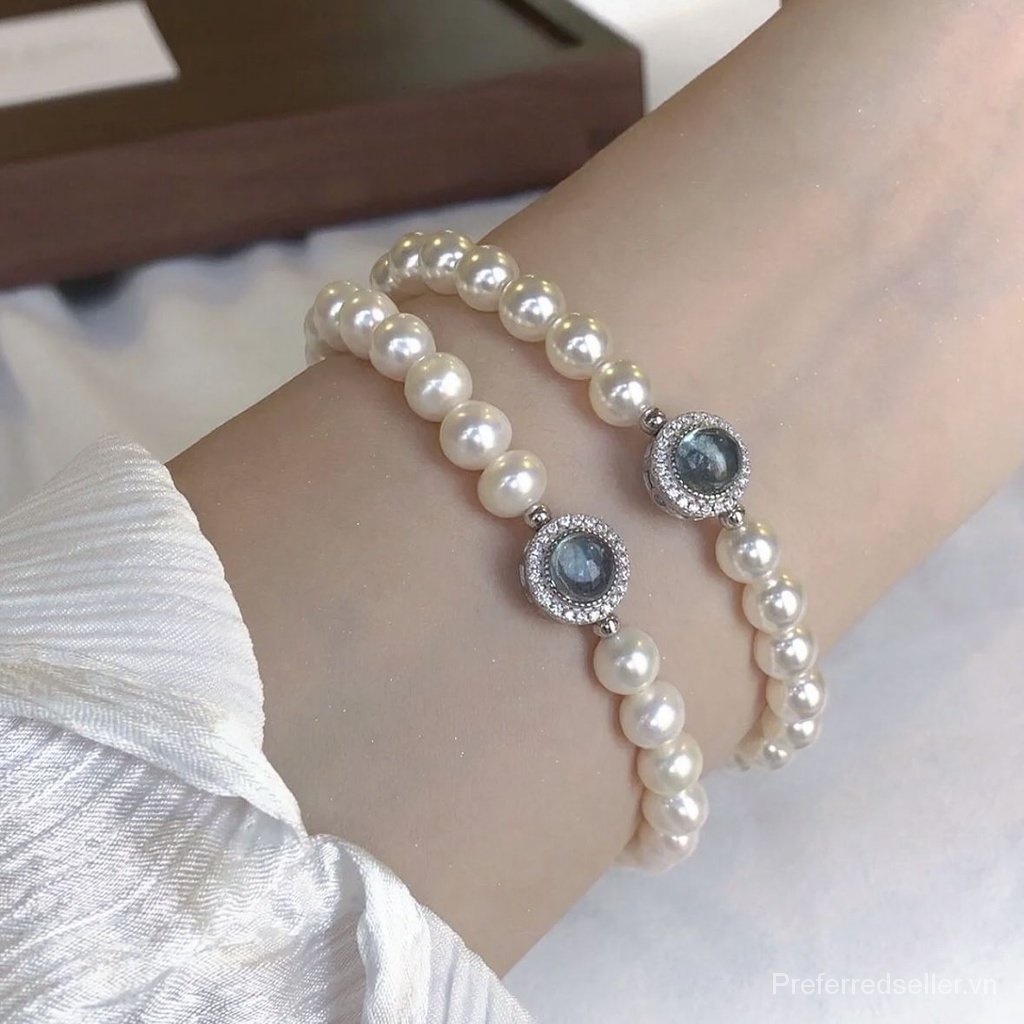 Vòng Tay Mạ Bạc 925 Đính Ngọc Trai Nhân Tạo Hình Quyển Sách Nhỏ Phong Cách Pháp Cao Cấp Cho Nữ Sinh