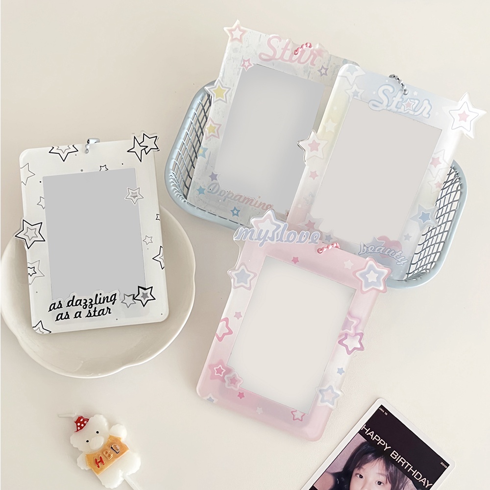 Card sleeve display holder photo protection case mặt dây chuyền phim hoạt hình ngọt ngào dễ thương keychain