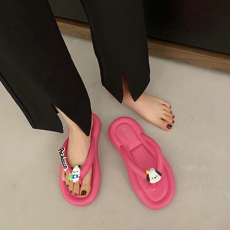 Flip-flops nữ, dép hoạt hình dễ thương, dép non-slip mềm cho phòng tắm tại nhà, dép đi biển ngoài trời