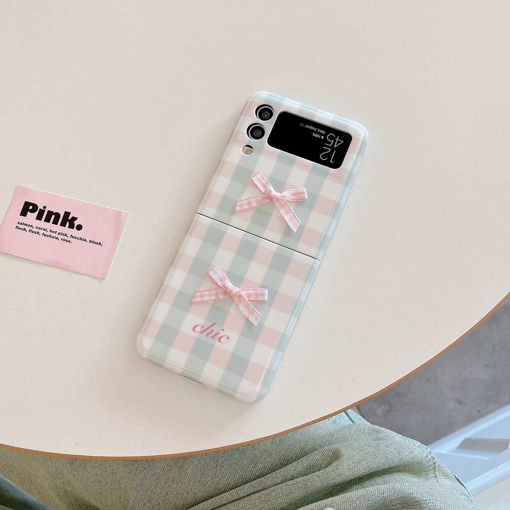 Vỏ pc cứng cho samsung galaxy z flip 5 4 3 5g funda rope bracelet case bowknot