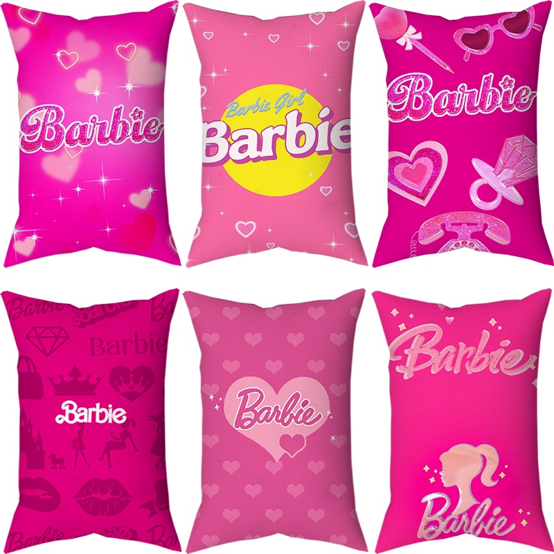 Màu hồng barbie áo gối polyester màu hồng công chúa một mặt in hình chữ nhật polyester áo gối sofa trang chủ trang trí vỏ gối (không có lõi gối)