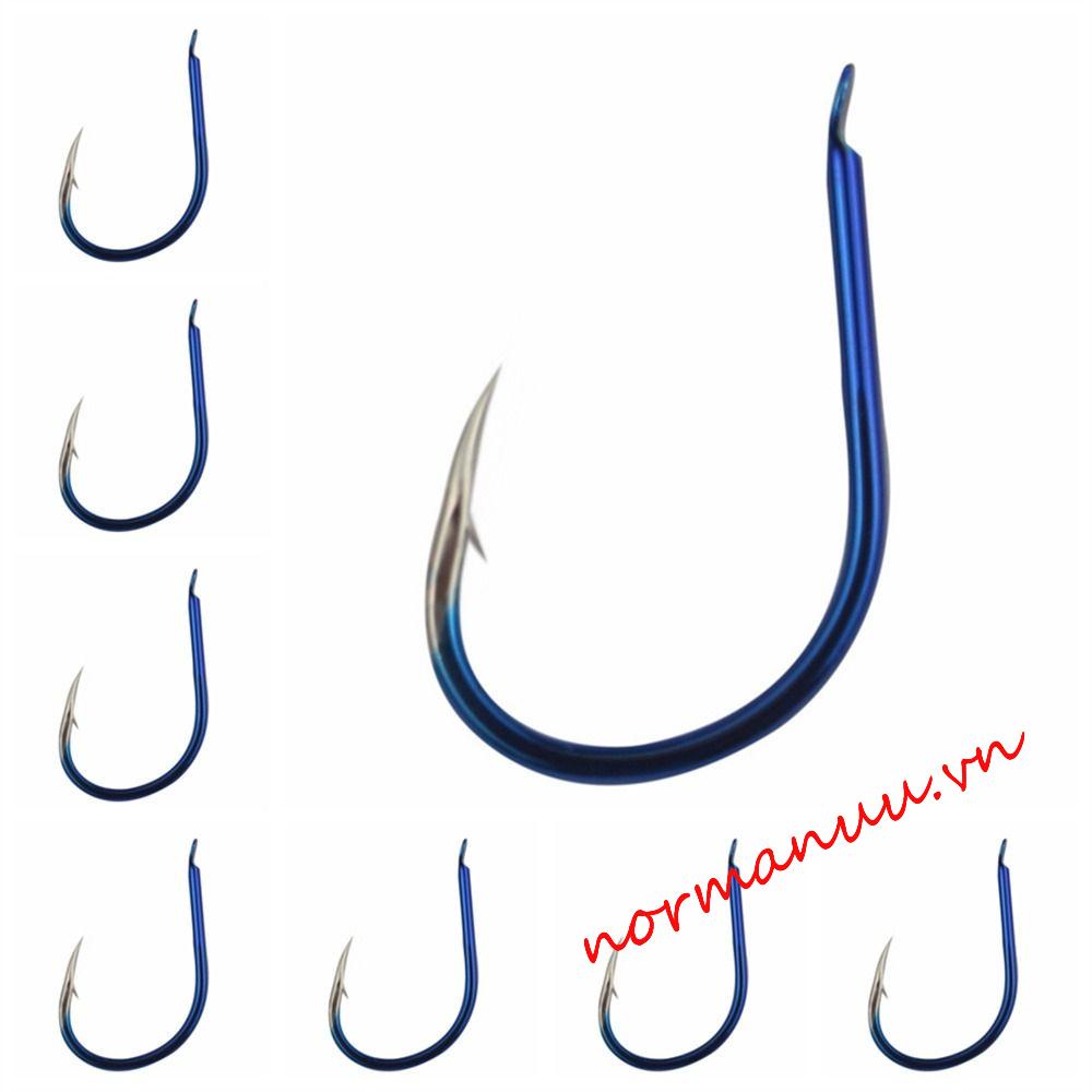 Norman6g 50 cái móc răng ma, móc gai bass móc câu màu xanh lam, phụ kiện cá 1 # -10 # crank sharp izu fish hook nước ngọt