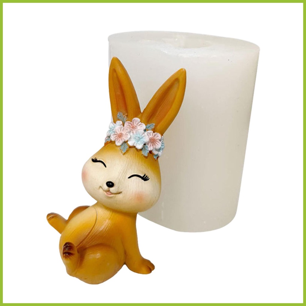 Khuôn silicone bunny phục sinh khuôn kẹo mềm khuôn silicone cho sáp tan chảy thỏ nằm với mô hình vòng hoa cổ tích hanvn