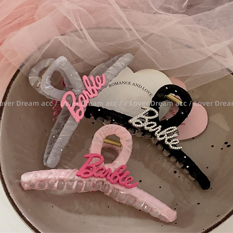 Kẹp cá mập barbie mới của hàn quốc kẹp tóc màu hồng rhinestone