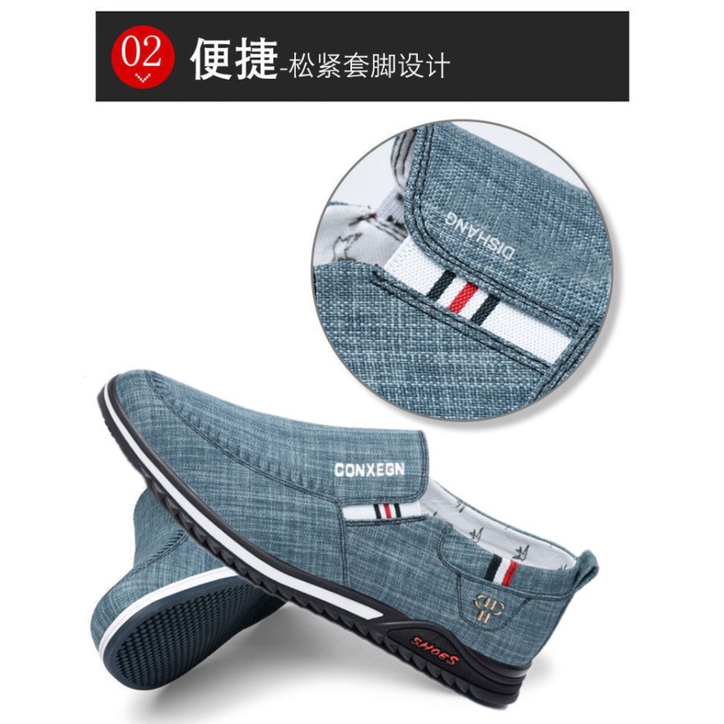 Giày vải nam vải lanh thấp trên cùng giày đi thuyền buồm đế mềm giày lười thoáng khí