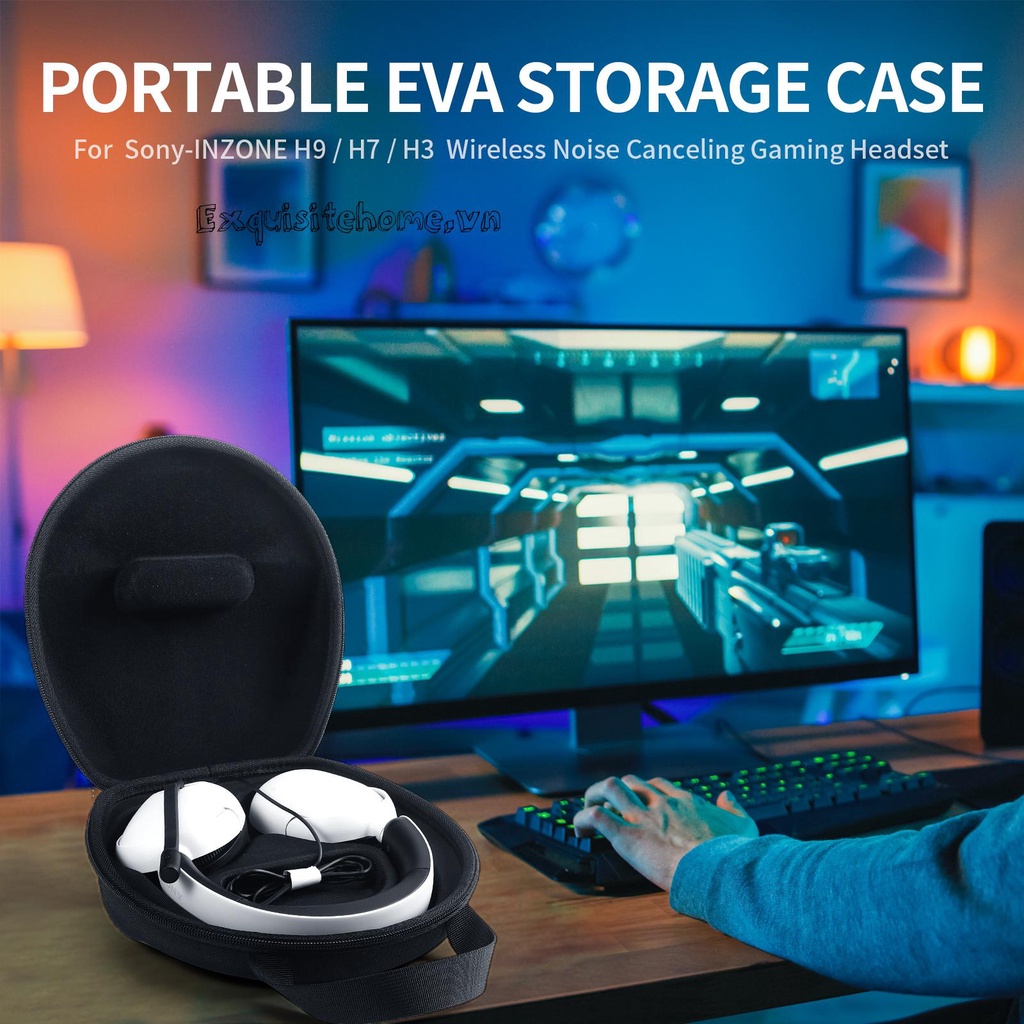 Túi đựng eva chống nước hộp đựng tai nghe không dây cho sony-inzone h9 h7 h3