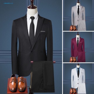 Ca men pants set formal occasion suit set men's business workwear pants set slim fit solid color perfect for formal occasions 2pcs / set