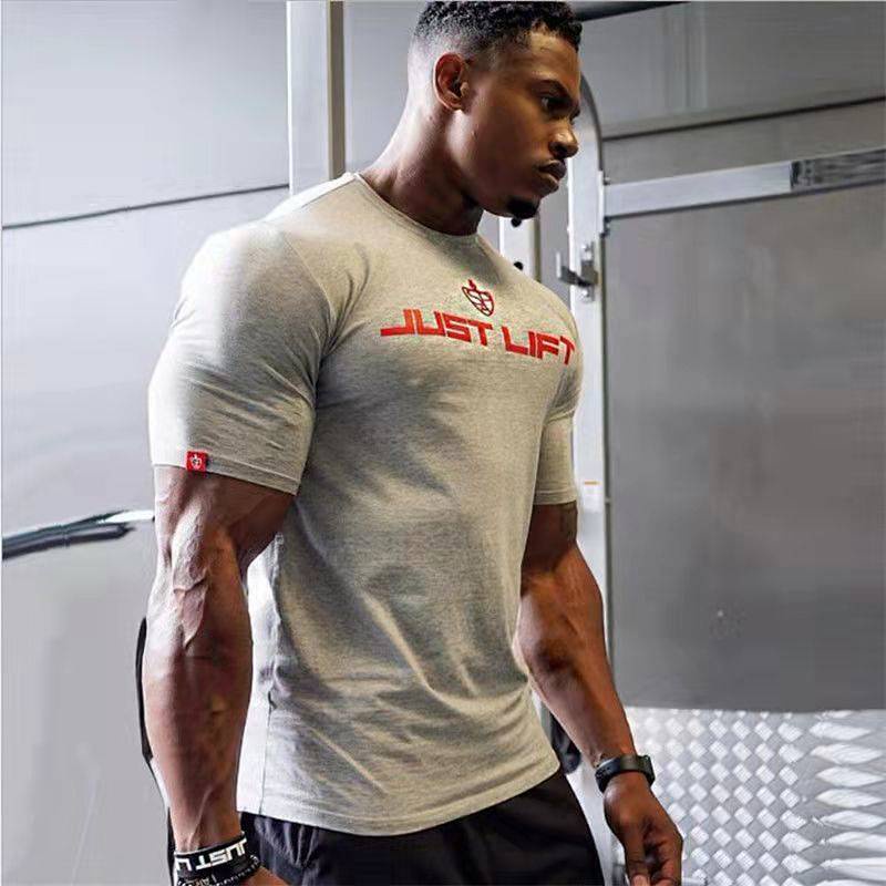 Cotton Sports T-shirt Men's Fitness Short Sleeve Large Size round Neck High Elastic Breathable Casual Top Half Sleeve New xtKZ