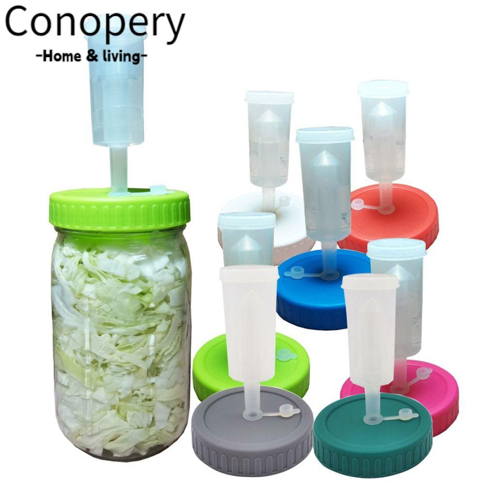 Conopery 86mm airlock lên men nắp tròn bằng nhựa không nước cao cấp silicone trên cùng cho miệng rộng mason jar