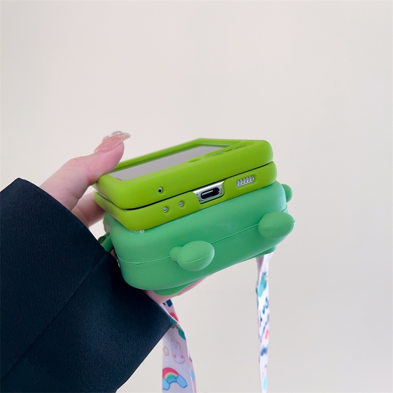 Samsung galaxy z flip 3 flip4 case cubic sausage mouth frog coin purse satchel z flip 5 case gấp ngăn ngừa rơi