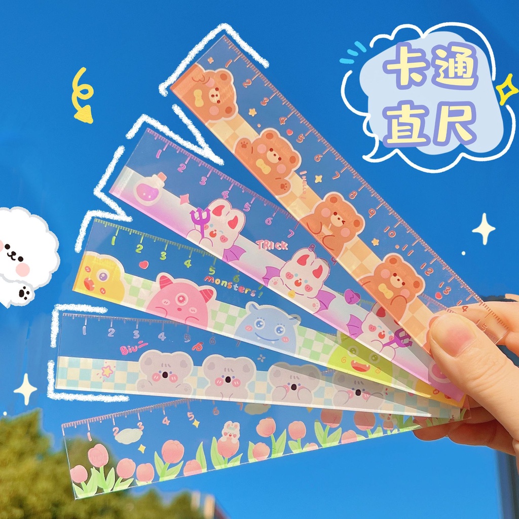 Thước Thẳng Đo Lường 15cm Họa Tiết Hoạt Hình Dễ Thương Cho Học Sinh