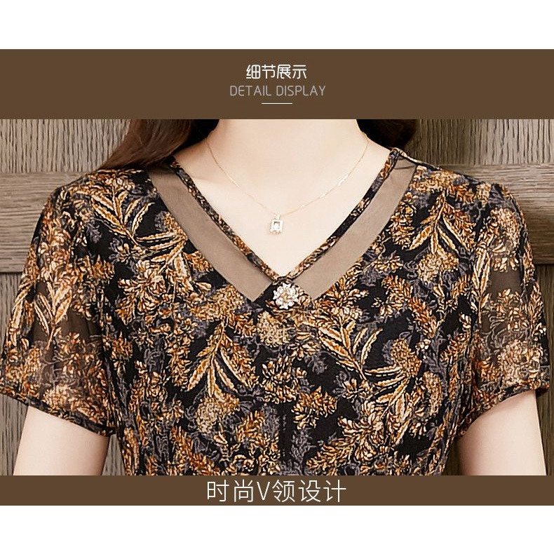 Đầm Tay Ngắn Che Bụng In Hoa Phong Cách Phương Tây Cổ Điển Thời Trang Cho Nữ Trung Niên 2023