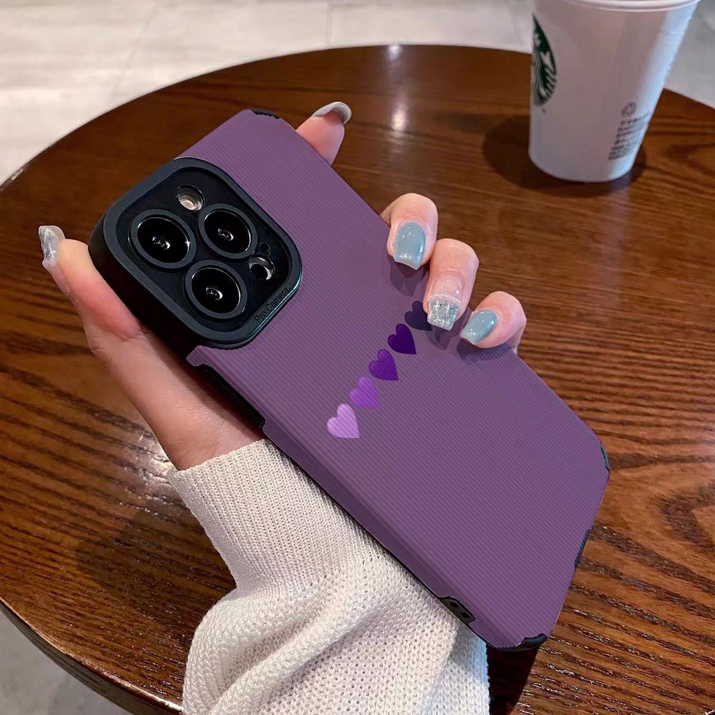 Purple love apple 14/13/12/11 striped drop-resistant all-inclusive phone case iphone x / xr / xsmax / 7p