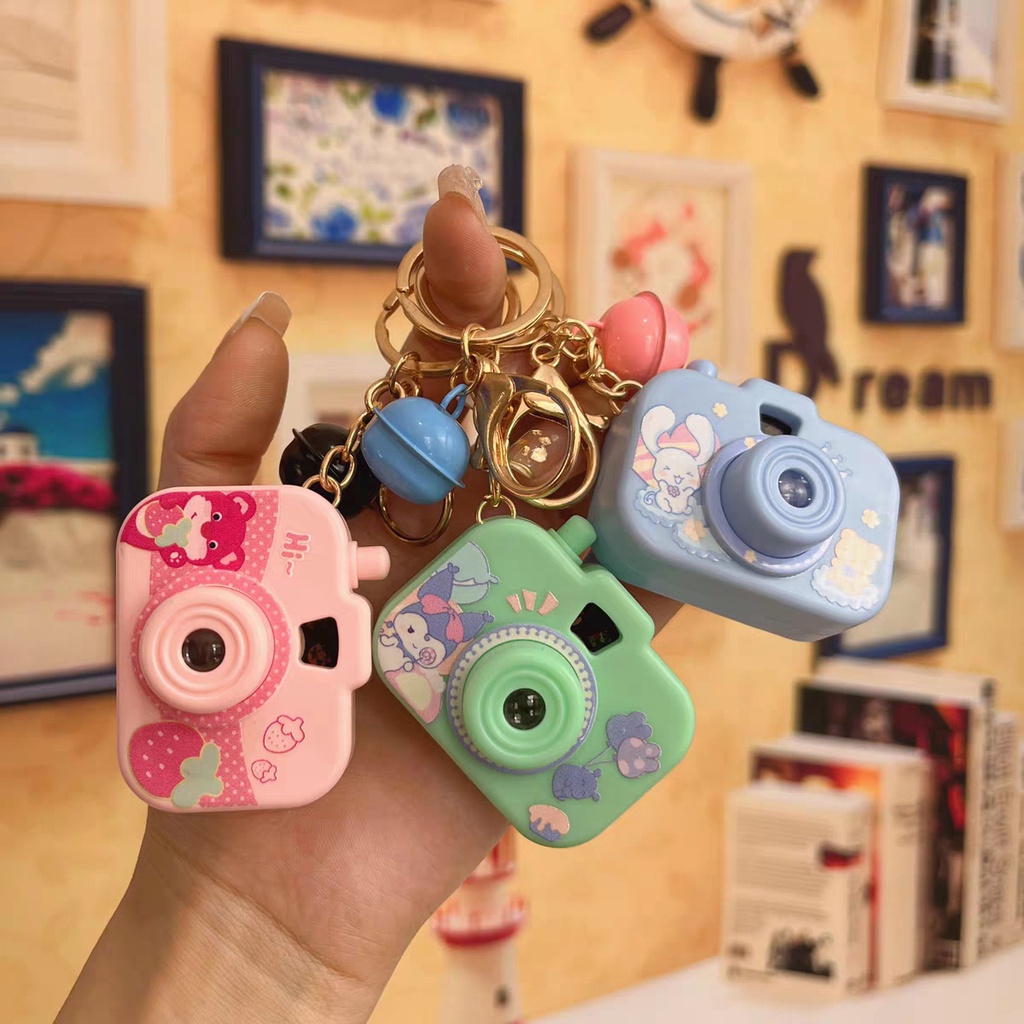 Phim hoạt hình túi máy ảnh mặt dây chuyền mini chiếu keychain điện thoại chìa khóa trẻ em nguồn cung cấp quà tặng
