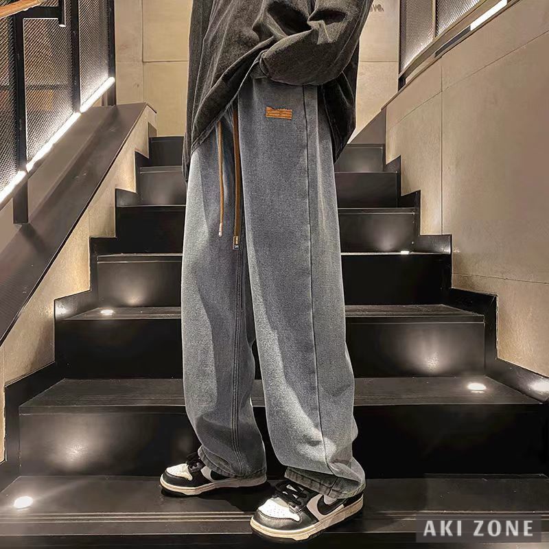 Quần jean nam retro quần bò ống rộng bigsize 5XL 100KG mùa xuân thu cao cấp đường phố thời trang quần denim Hàn Quốc