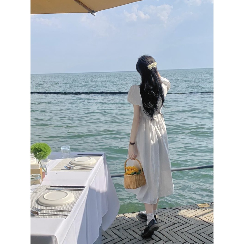 Váy dài thời trang retro hoa giả hai chiếc váy dài eo người phụ nữ