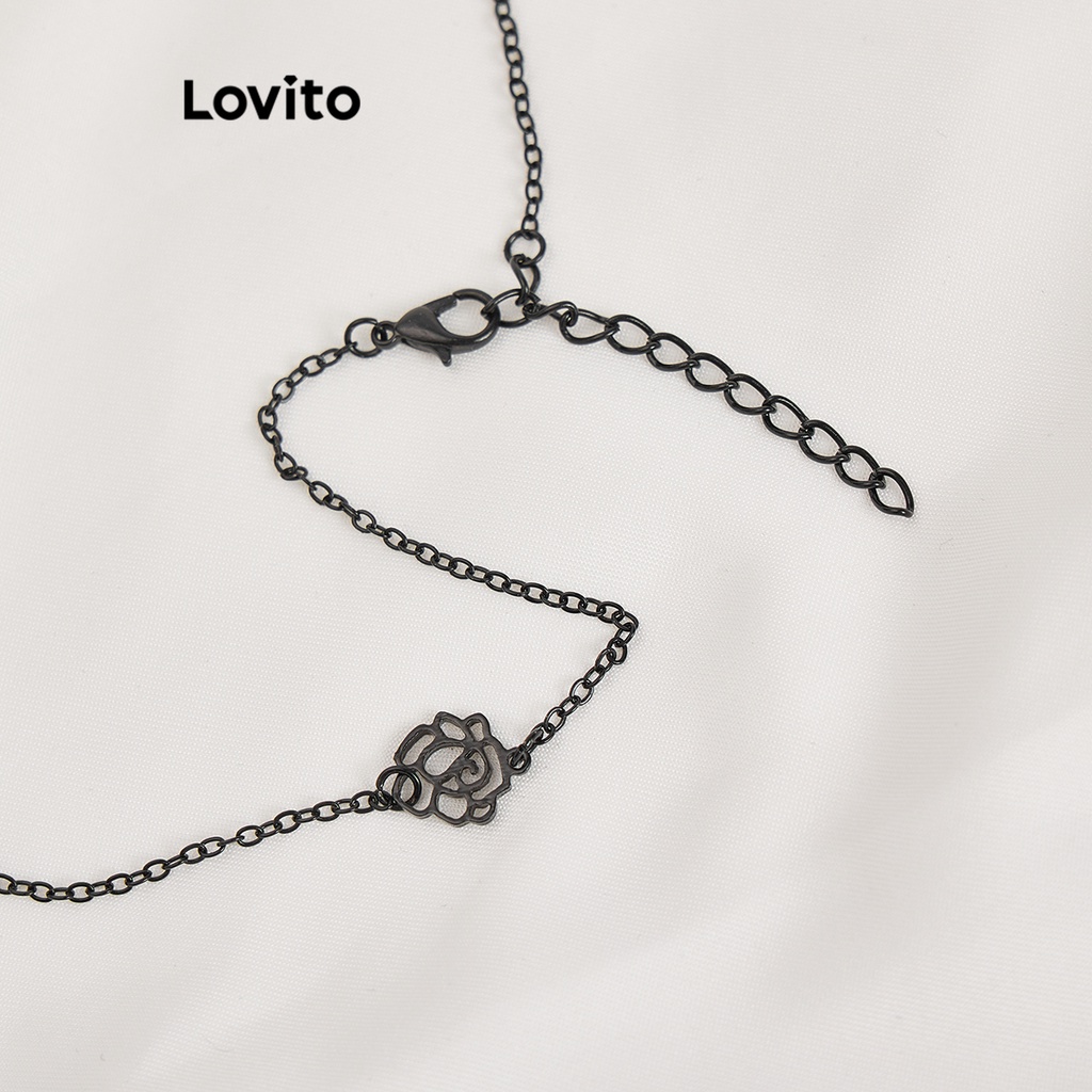 Dây chuyền Lovito kim loại màu trơn phong cách thường ngày cho nữ L60AD032