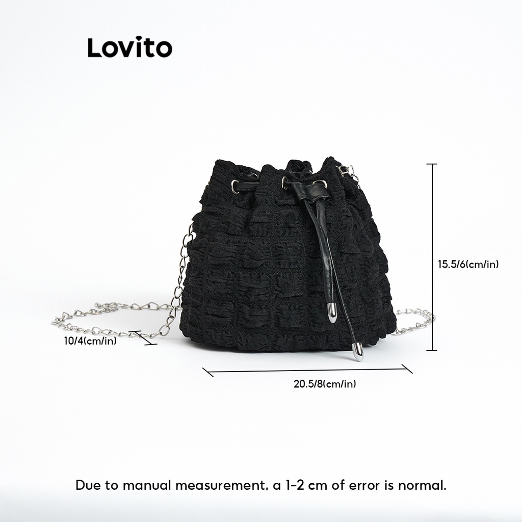 Túi dây rút Lovito màu trơn phong cách thời trang thường ngày dành cho nữ L60AD193