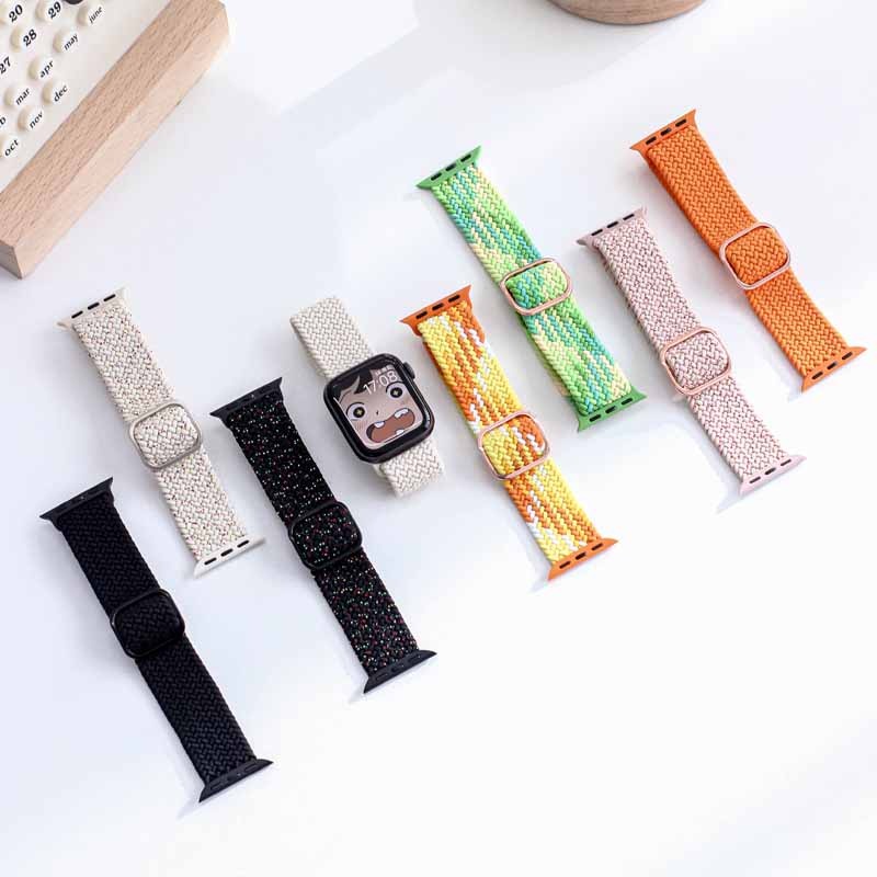 Cnagain braided solo loop cho apple watch 49mm 45mm 41mm 44mm 40mm 42mm 38mm, dây đeo nylon dệt đàn hồi thể thao cho iwatch series 8 7 6 5 4 3 2 1 se phụ kiện đồng hồ siêu thông minh