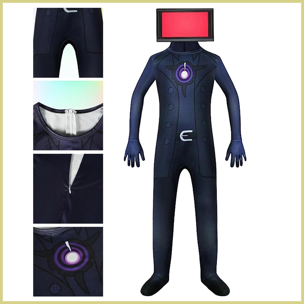 Skibidi toilet tv man cosplay bodysuit / titan cameraman trang phục cho trẻ em  aseavn