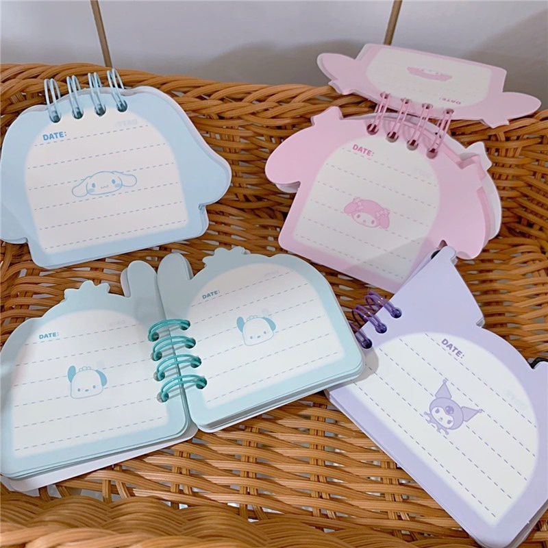 Kawaii sanrio coil notebook shaped small coil notebook kids kuromi cinnamoroll my melody office phụ kiện