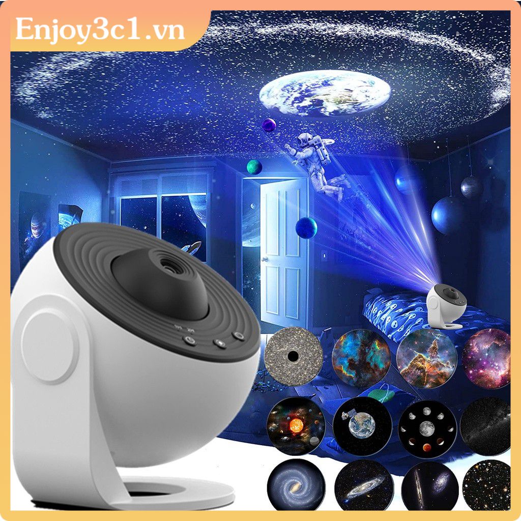 Máy chiếu đèn ngủ 12 trong 1 Galaxy Star Đèn LED xoay 360° Bầu trời đầy sao Không gian mặt trăng Trang trí tường Đèn ngủ LED Galaxy Sky Đèn chiếu lãng mạn LIFE08