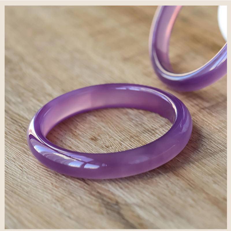 Chalcedony nữ phong cách trẻ trung vòng tay ngọc mã não dải phẳng màu hồng tím