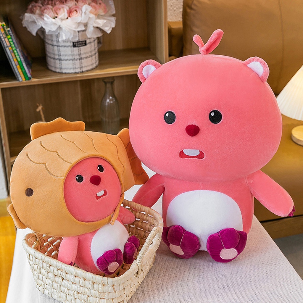 Hải ly dễ thương ruby loopy 35-60 cm đồ chơi sang trọng màu hồng phim hoạt hình anime nhồi bông búp bê màu hồng trang trí dễ thương quà tặng sinh nhật