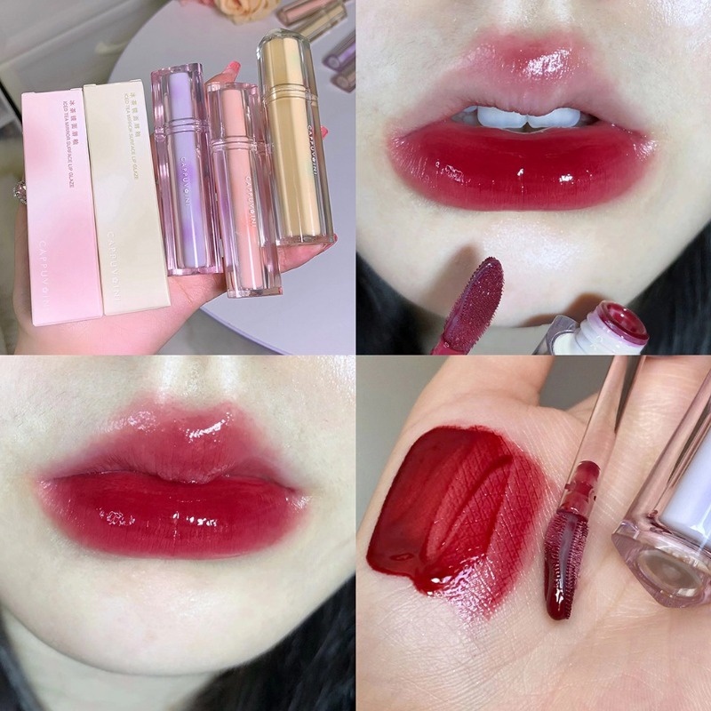 Son môi cappuvini son bóng jelly triangle shape clear tube