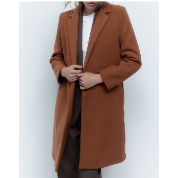 Zara mùa thu và mùa đông áo khoác dài mới áo khoác ve áo dài tay đi lại tính khí 5070420