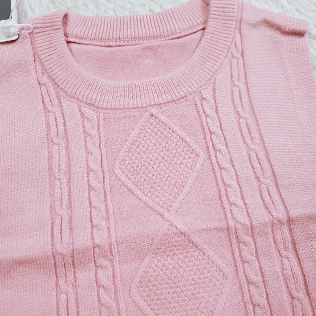 Áo gile len cổ tròn chui đầu mùa đông hàng quảng châu len mịn mềm đẹp cho bé gái 7-13kg 2865