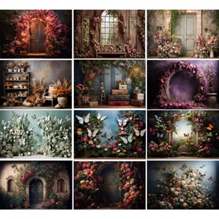 Nền chụp ảnh cổ điển hoa hồng vườn bướm trẻ em sinh nhật đám cưới chân dung trang trí phông nền ảnh studio