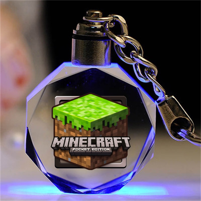 Minecraft pha lê móc chìa khóa phim hoạt hình mặt dây chuyền lưu niệm anime vòng chìa khóa wither enderman