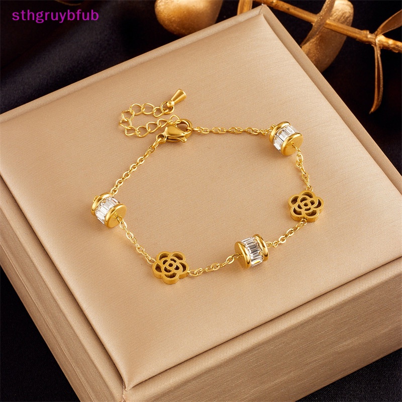 Sthb titan thép bướm mặt dây chuyền vòng tay cho phụ nữ cô gái thời trang màu vàng không phai màu chuỗi đeo tay trang sức quà tặng vn